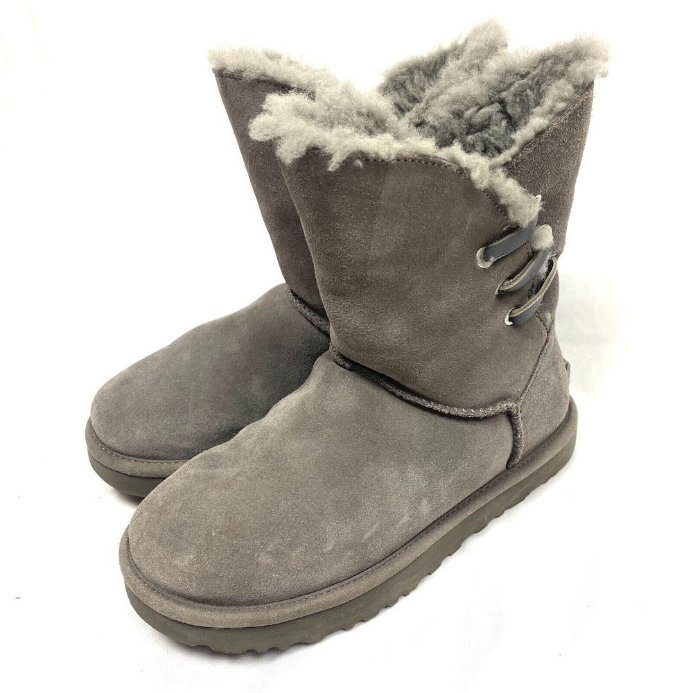 UGG Womens Constantine 1018629 Gray Suede Pull On Mid Calf Winter Boots Size 6